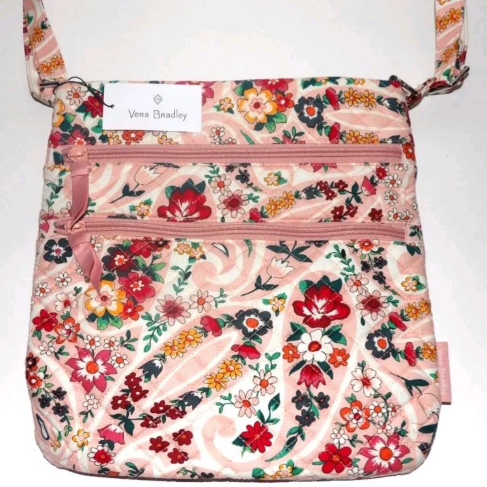 Vera bradley 3zipper hipster 28408-13250 prairie paisley pink floral NWT